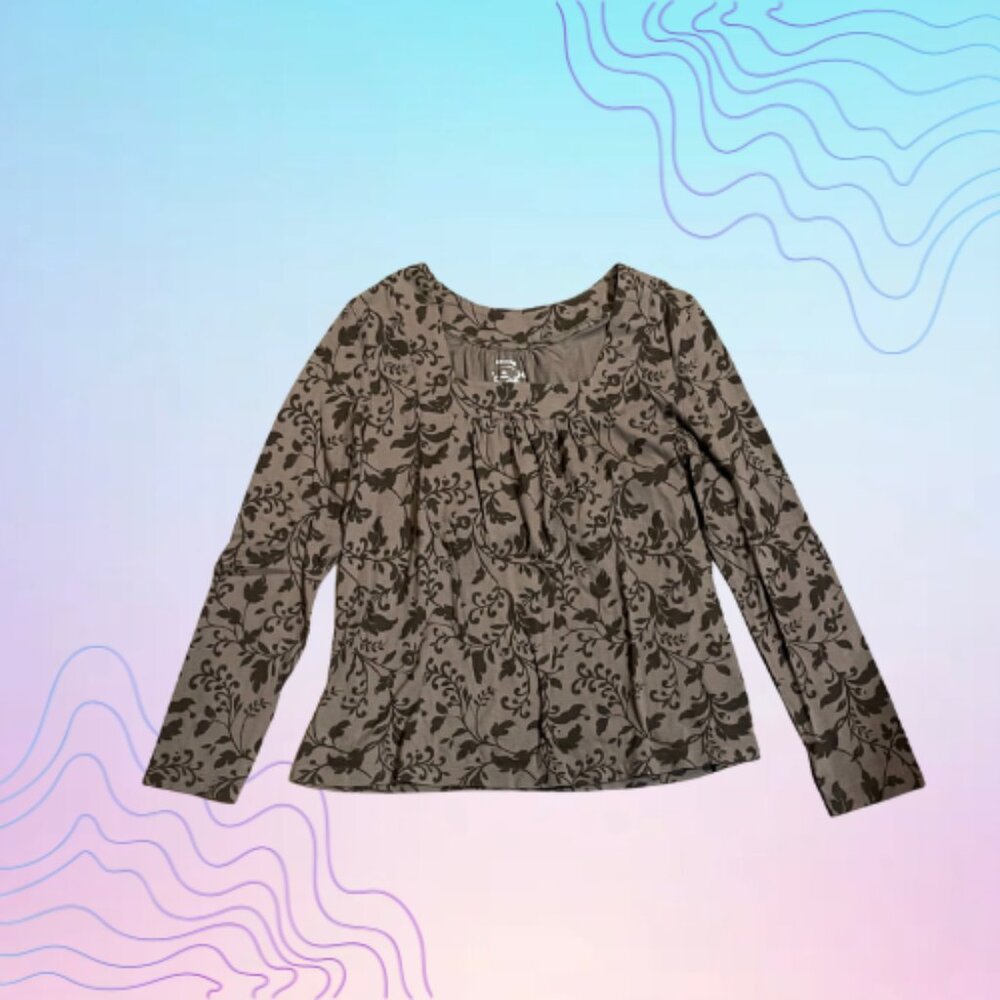 SONOMA Floral Burnout Long Sleeve Top Size SP (Small Petite)